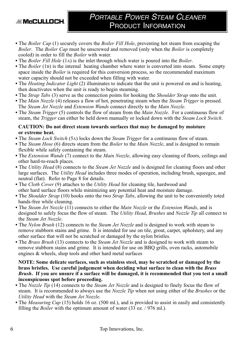 Top Innovations MCCULLOCH MC1246 User Manual | Page 6 / 16