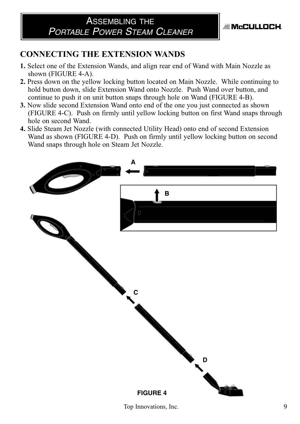 Connecting the extension wands | Top Innovations MCCULLOCH MC1246 User Manual | Page 9 / 16