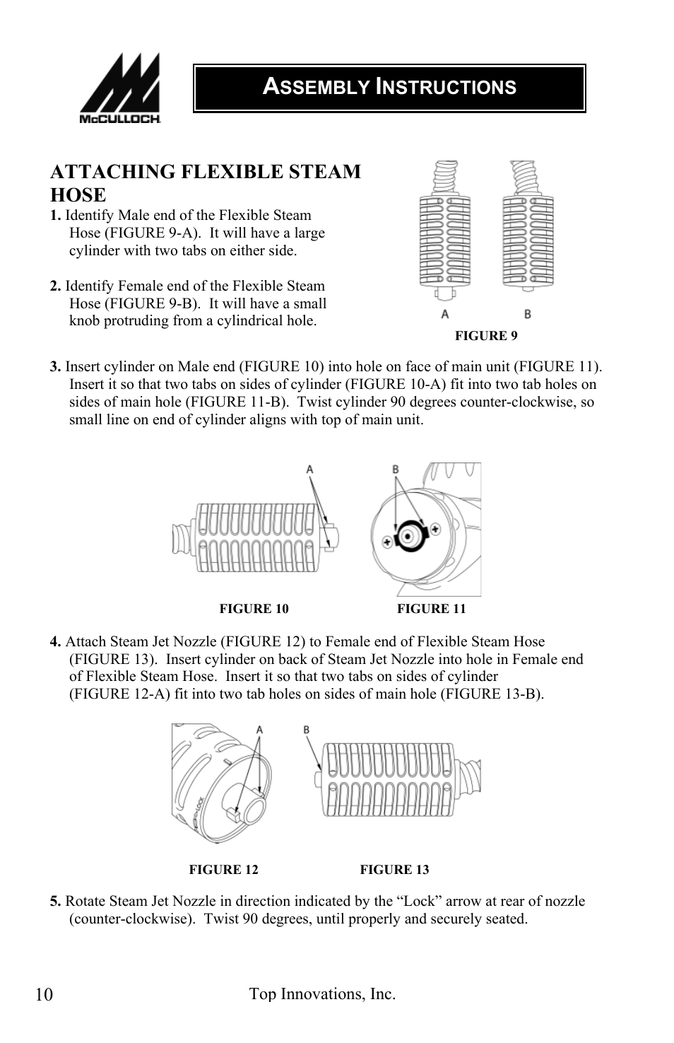 Attaching flexible steam hose | Top Innovations MC1227 User Manual | Page 10 / 16