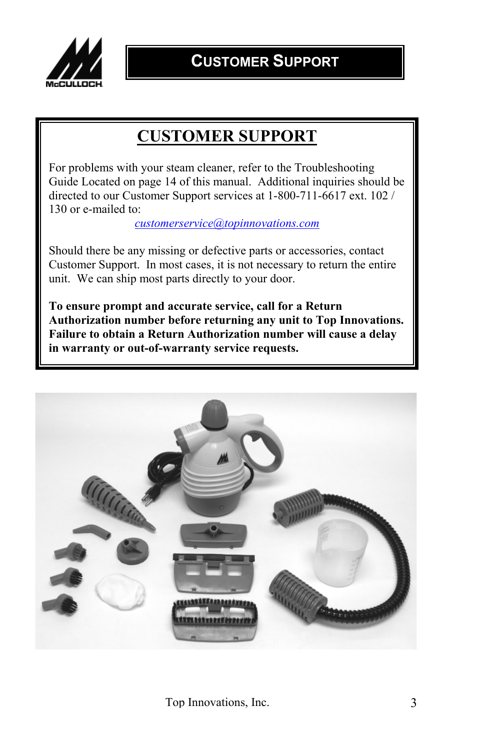 Customer support | Top Innovations MC1227 User Manual | Page 3 / 16