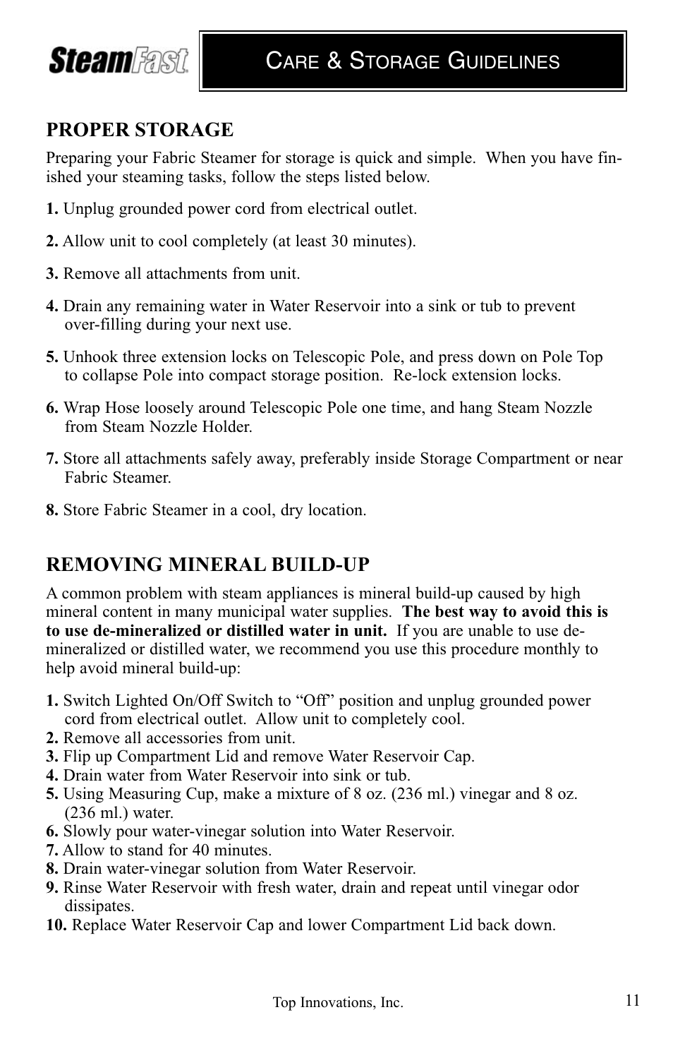 Top Innovations SF-475 User Manual | Page 11 / 16