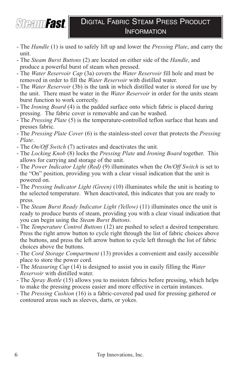 Top Innovations SF-680 User Manual | Page 6 / 12