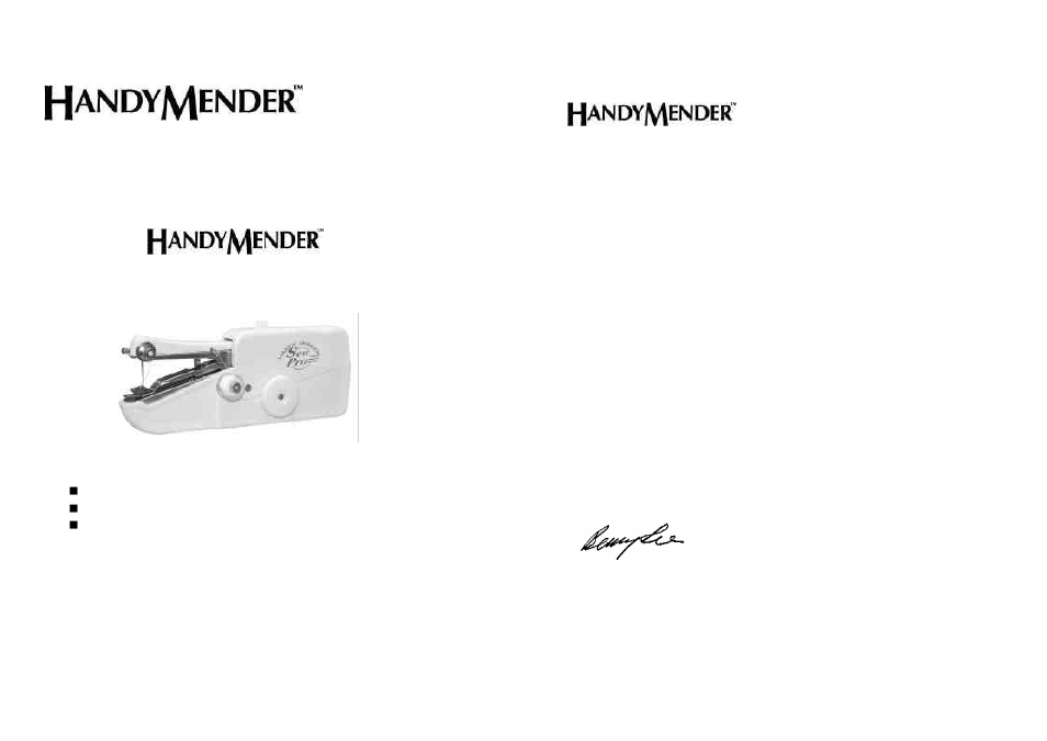 Top Innovations HANDYMENDER SP-400 User Manual | 9 pages