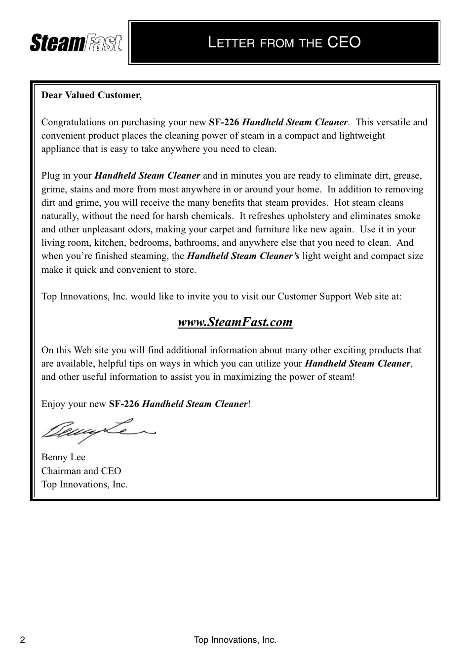 Top Innovations SF-226 User Manual | Page 2 / 16
