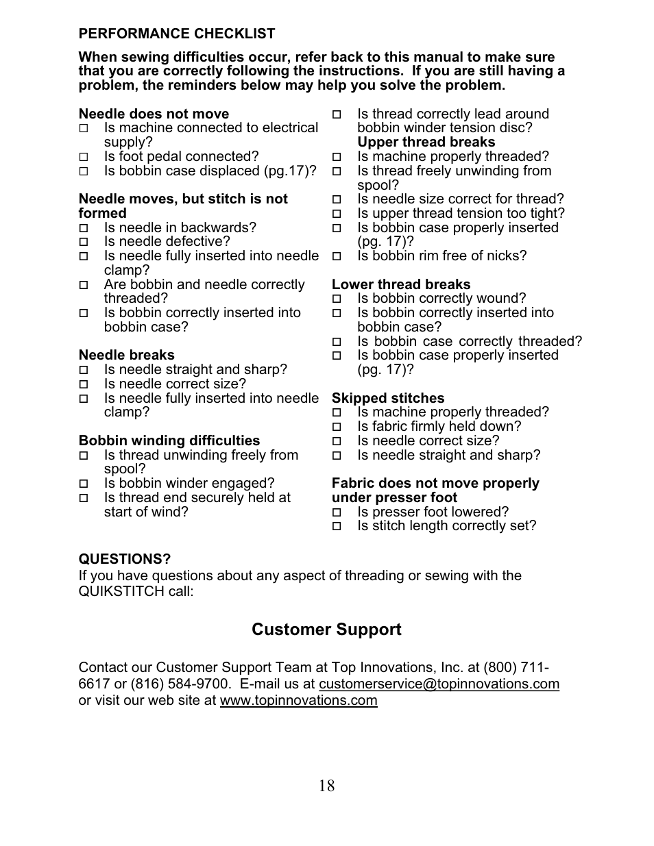 Customer support | Top Innovations SP-402 User Manual | Page 18 / 21