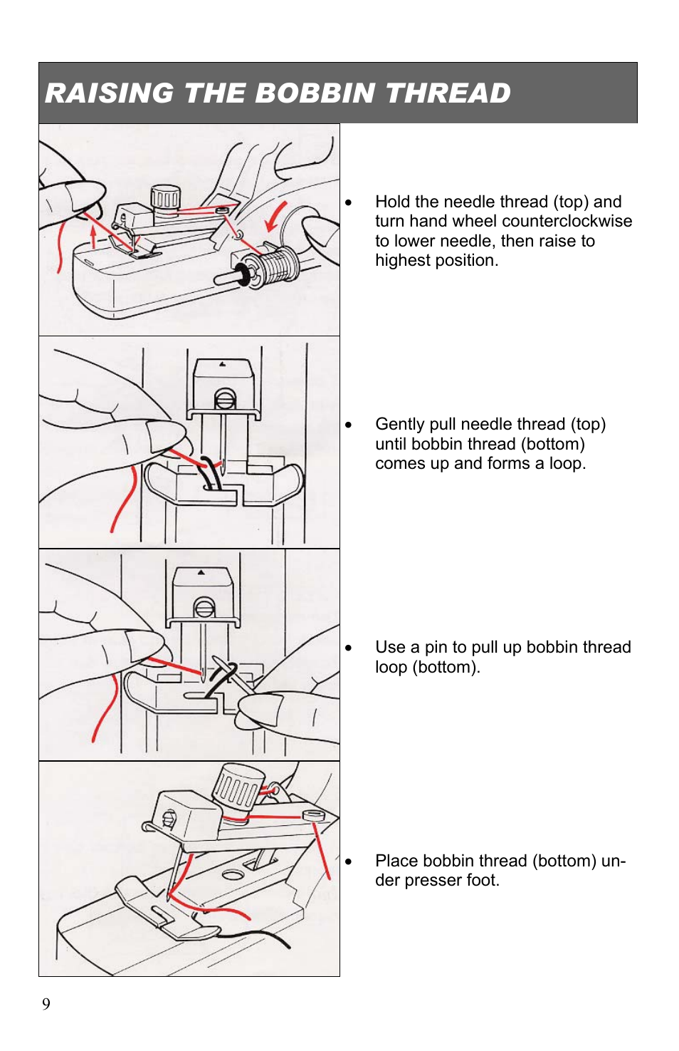 Raising the bobbin thread | Top Innovations SP-403 User Manual | Page 10 / 22