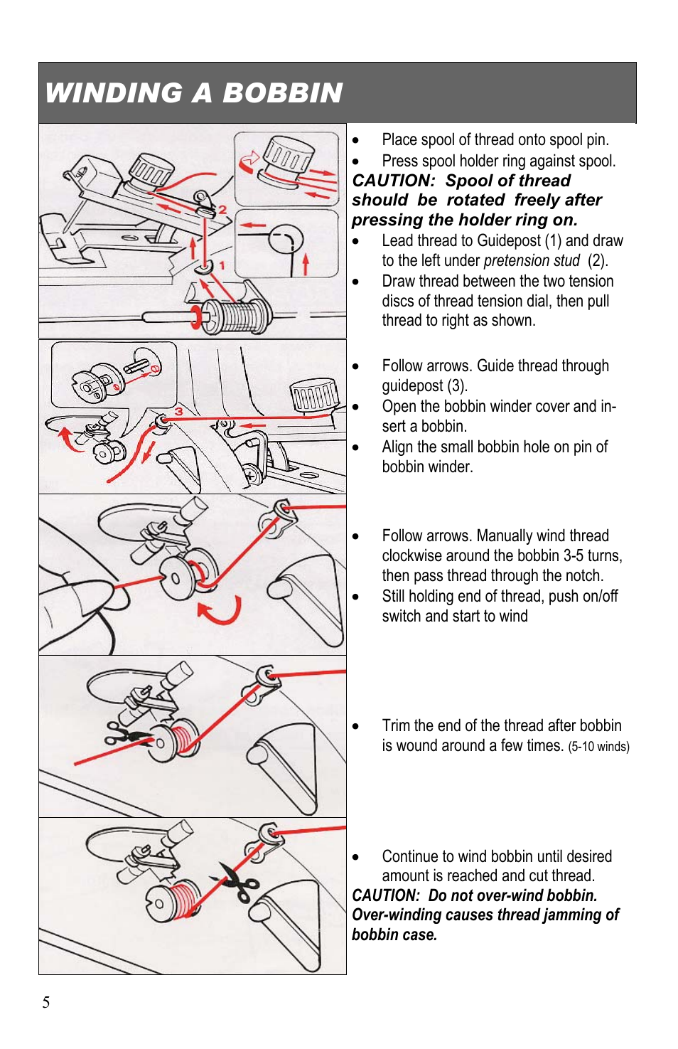 Winding a bobbin | Top Innovations SP-403 User Manual | Page 6 / 22