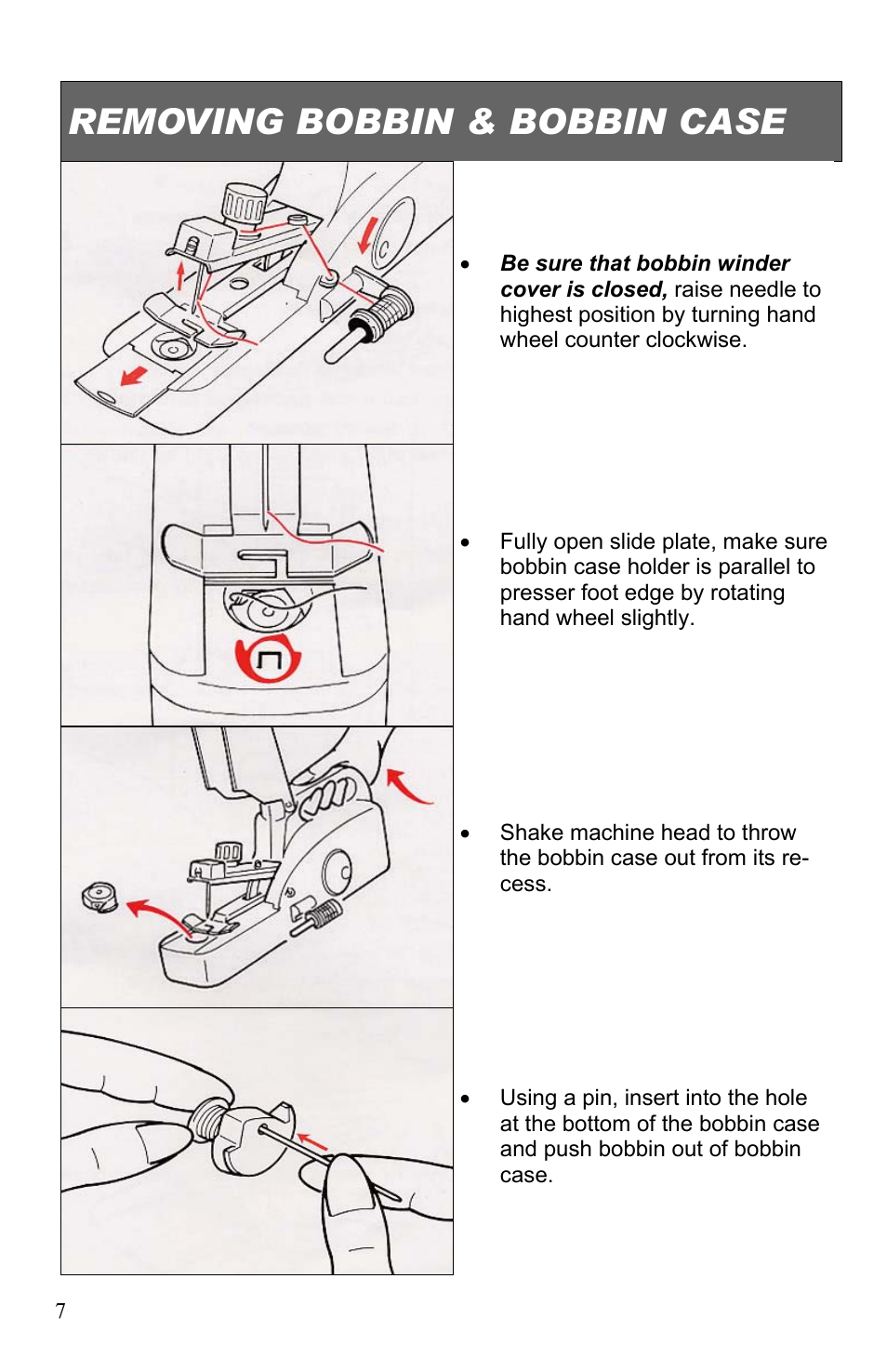 Removing bobbin & bobbin case | Top Innovations SP-403 User Manual | Page 8 / 22