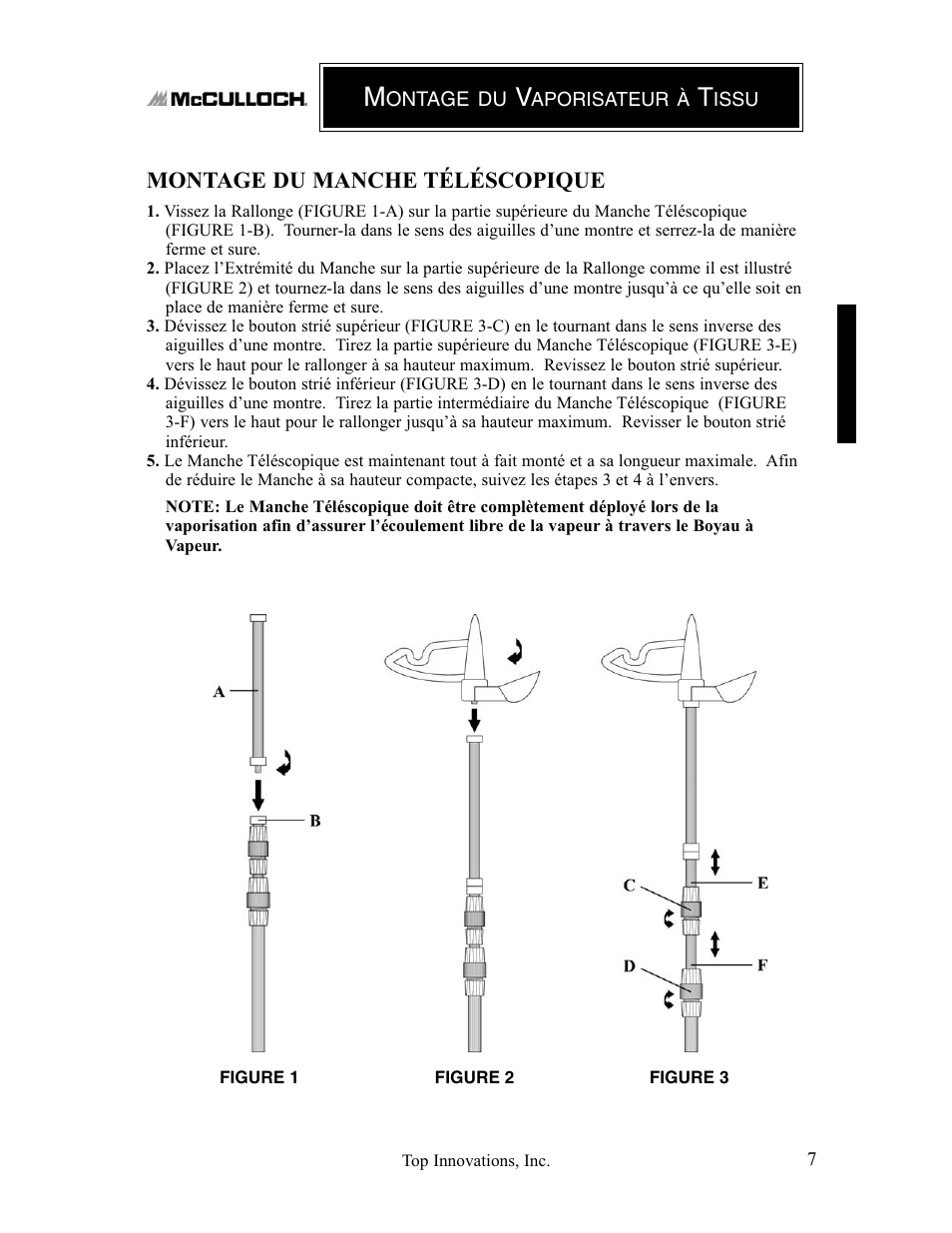 Montage du manche téléscopique | Top Innovations MC1407 User Manual | Page 23 / 48