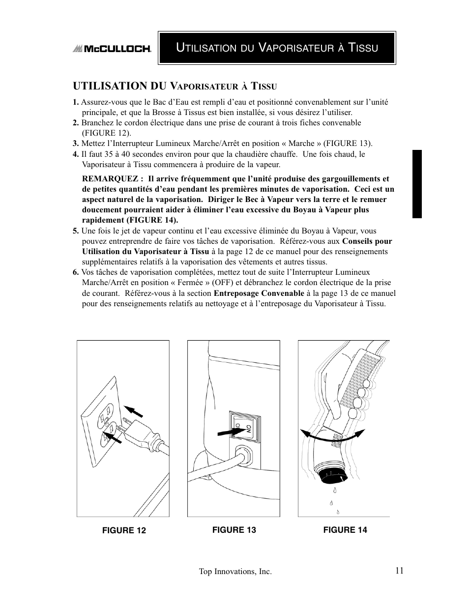 Utilisation du v | Top Innovations MC1407 User Manual | Page 27 / 48