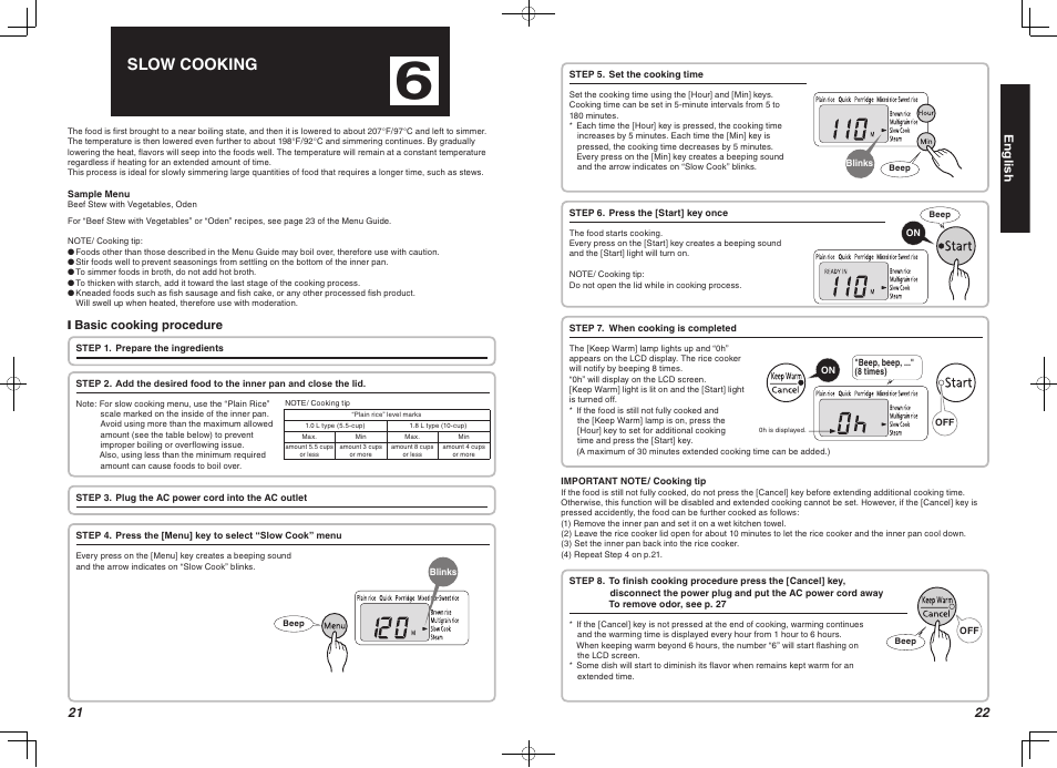 Slow cooking | Tiger Products Co., Ltd JBA-T10A User Manual | Page 12 / 17