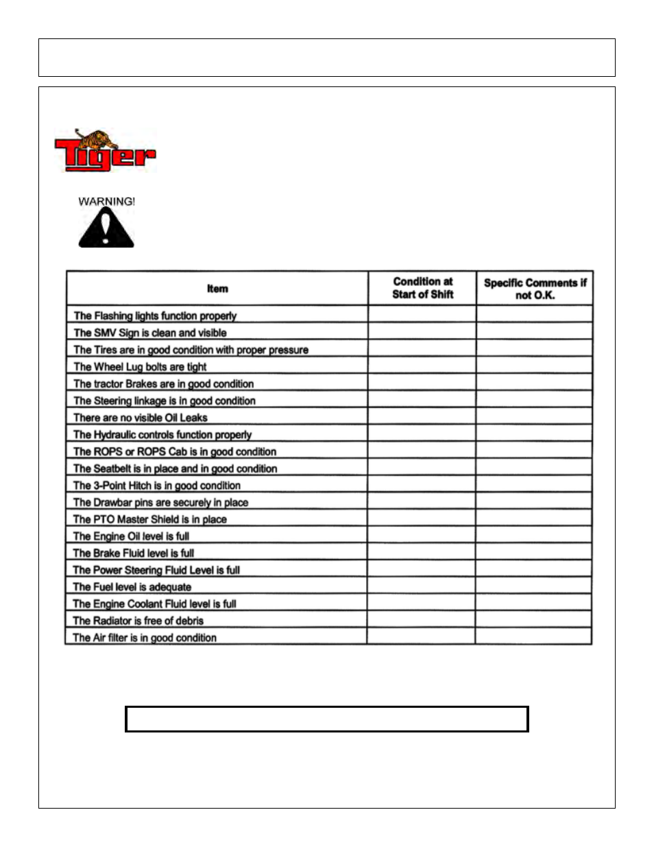 Operation tractor pre-operation inspection | Tiger Products Co., Ltd M105X/S User Manual | Page 54 / 176