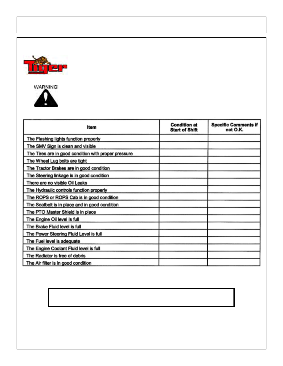 Operation tractor pre-operation inspection | Tiger Products Co., Ltd M105X/S User Manual | Page 56 / 176