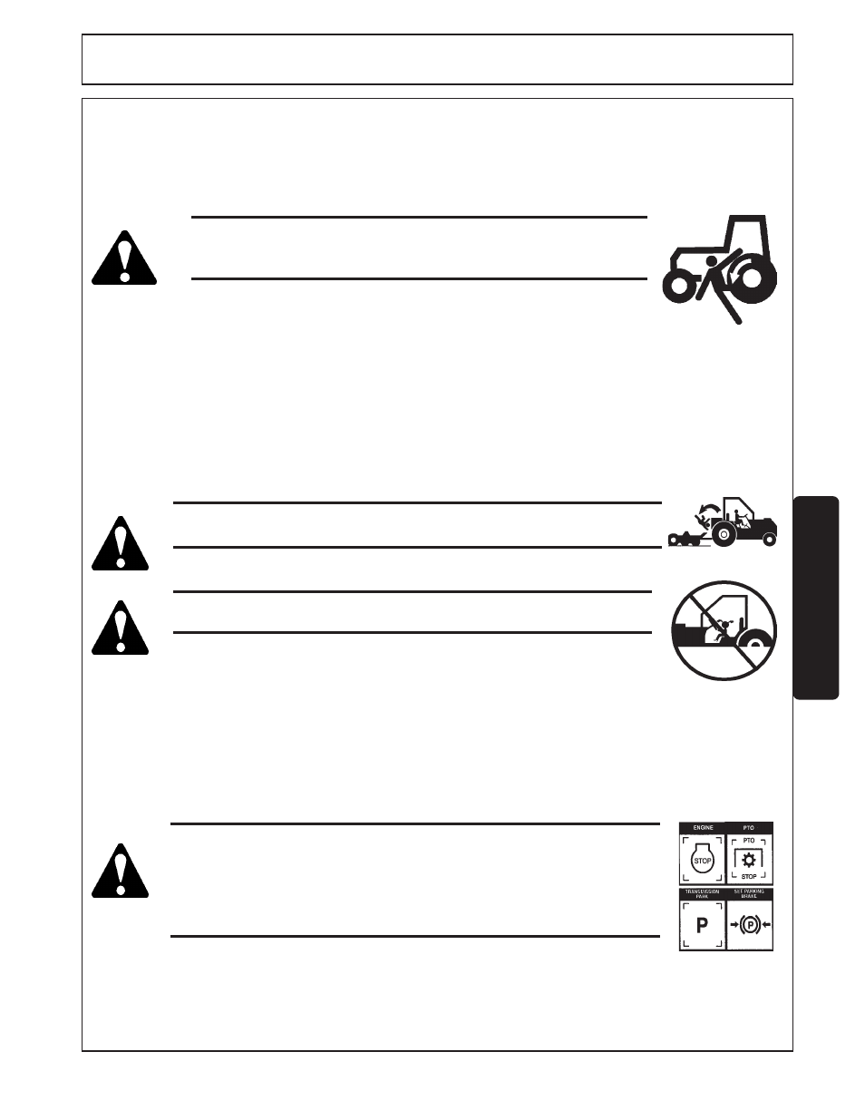 Operation, Getting on and off the tractor, 1 boarding the tractor | 2 dismounting the tractor | Tiger Products Co., Ltd TWR-180 User Manual | Page 43 / 86