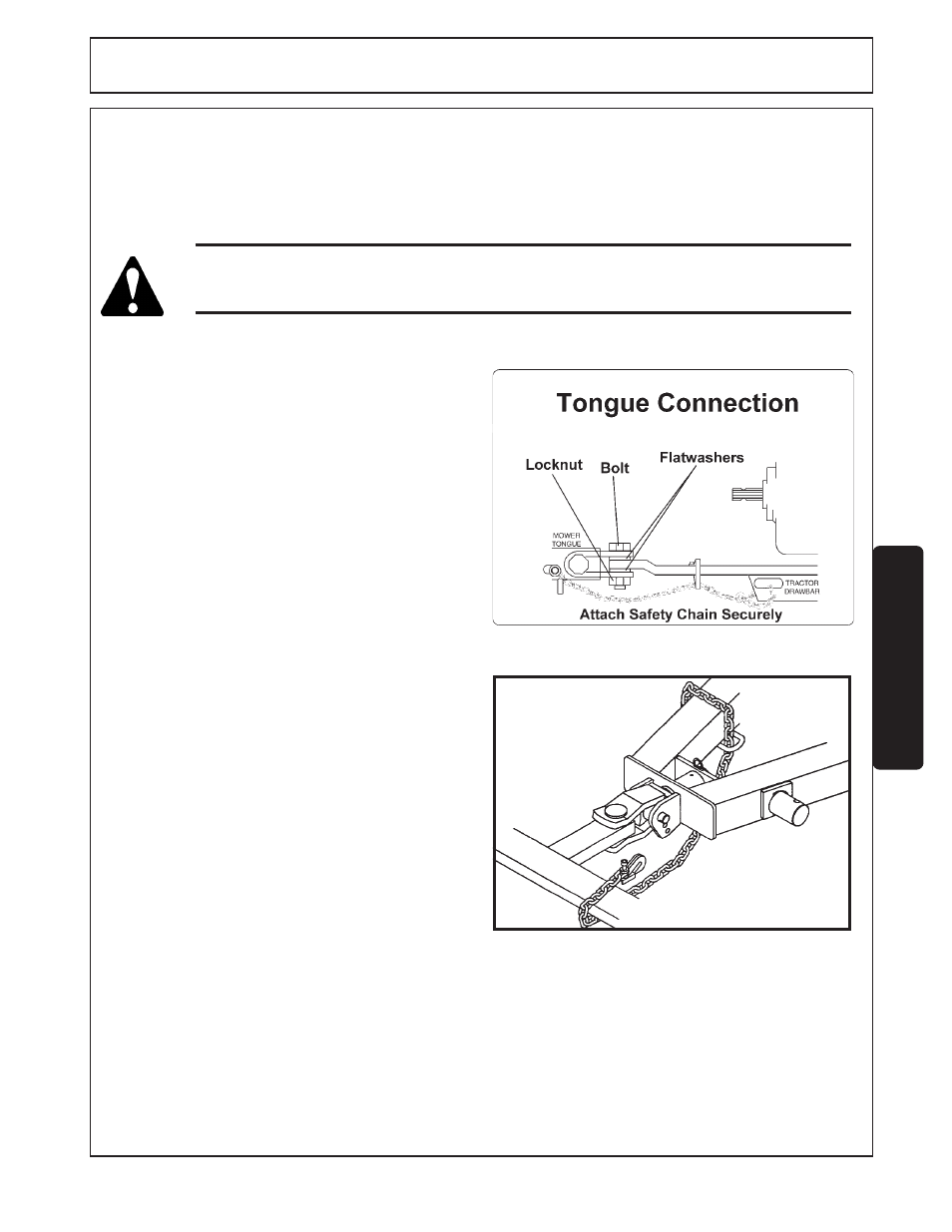 Operation, Connecting the mower to the tractor, 1 connecting the mower tongue to the tractor | Tiger Products Co., Ltd TWR-180 User Manual | Page 45 / 86