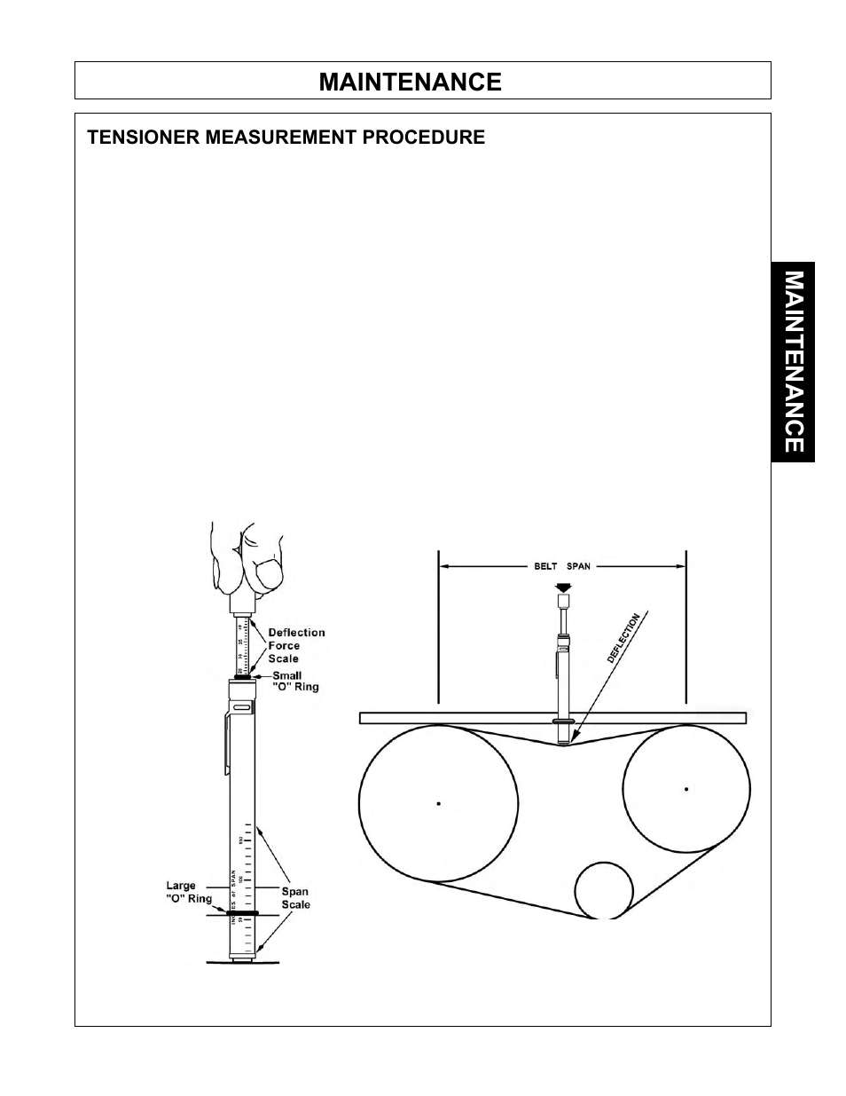 Maintenance, Tensioner measurement procedure | Tiger Products Co., Ltd JOHN DEERE 5101E User Manual | Page 107 / 210