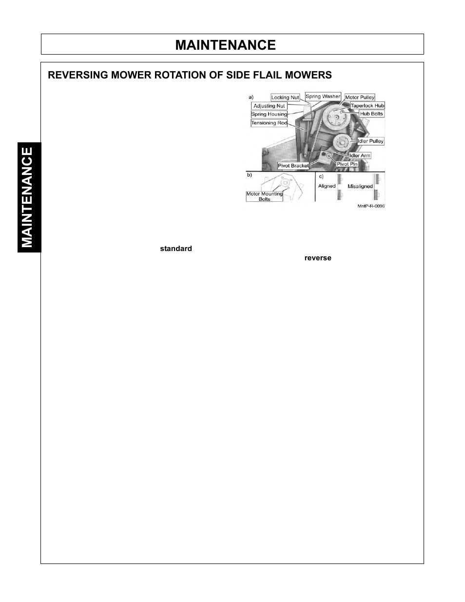 Maintenance, Reversing mower rotation of side flail mowers | Tiger Products Co., Ltd JOHN DEERE 5101E User Manual | Page 108 / 210