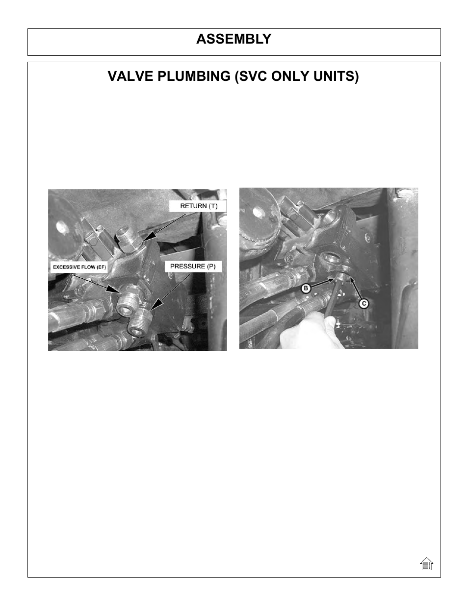 Assembly, Valve plumbing (svc only units) | Tiger Products Co., Ltd JOHN DEERE 5101E User Manual | Page 36 / 210