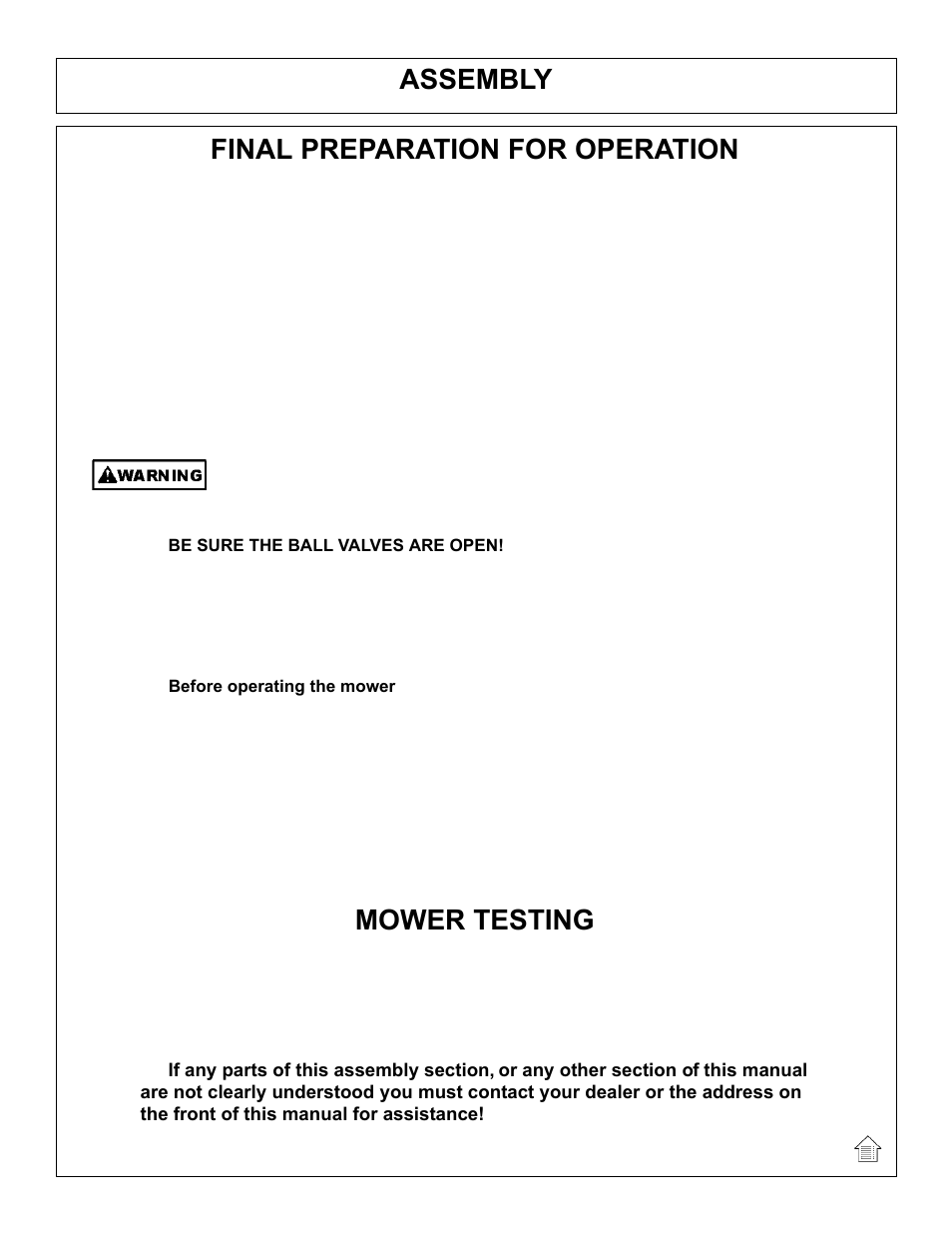 Assembly, Final preparation for operation, Mower testing | Tiger Products Co., Ltd JOHN DEERE 5101E User Manual | Page 51 / 210