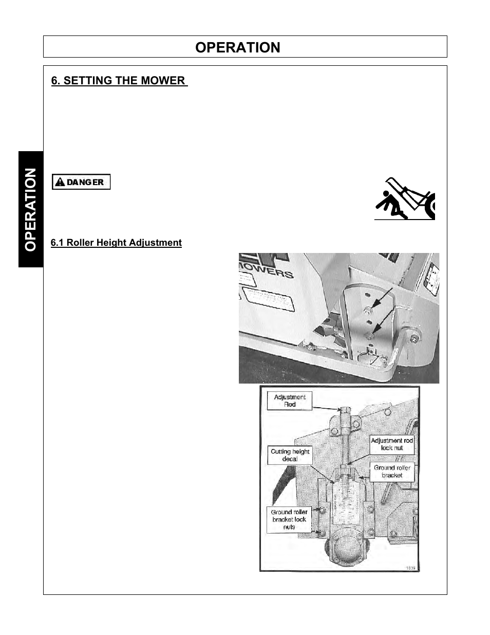 Operation, Opera tion, Setting the mower | Tiger Products Co., Ltd JOHN DEERE 5101E User Manual | Page 62 / 210