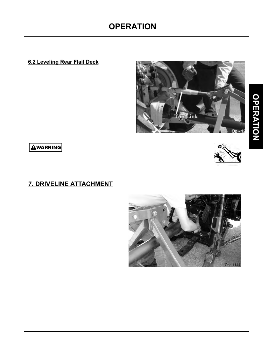 Operation, Opera tion, Driveline attachment | Tiger Products Co., Ltd JOHN DEERE 5101E User Manual | Page 63 / 210