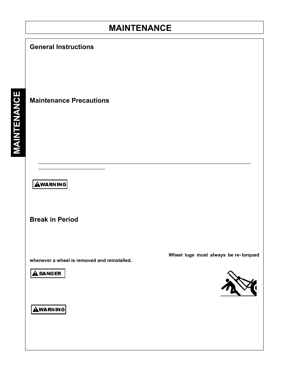 Maintenance, General instructions, Maintenance precautions | Break in period | Tiger Products Co., Ltd JOHN DEERE 5101E User Manual | Page 90 / 210