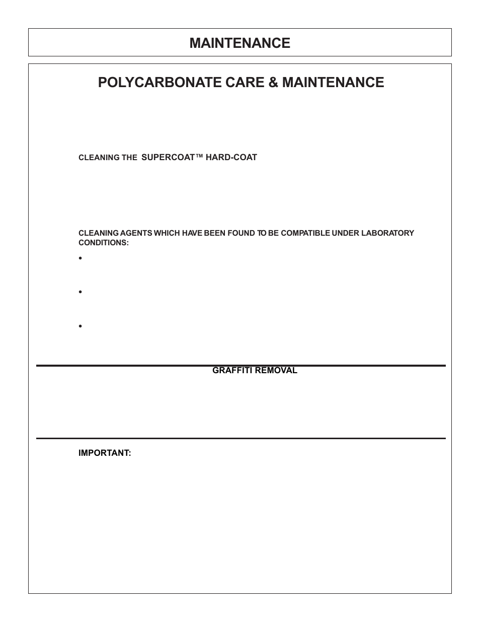 Maintenance polycarbonate care & maintenance | Tiger Products Co., Ltd JD 5520 User Manual | Page 65 / 222