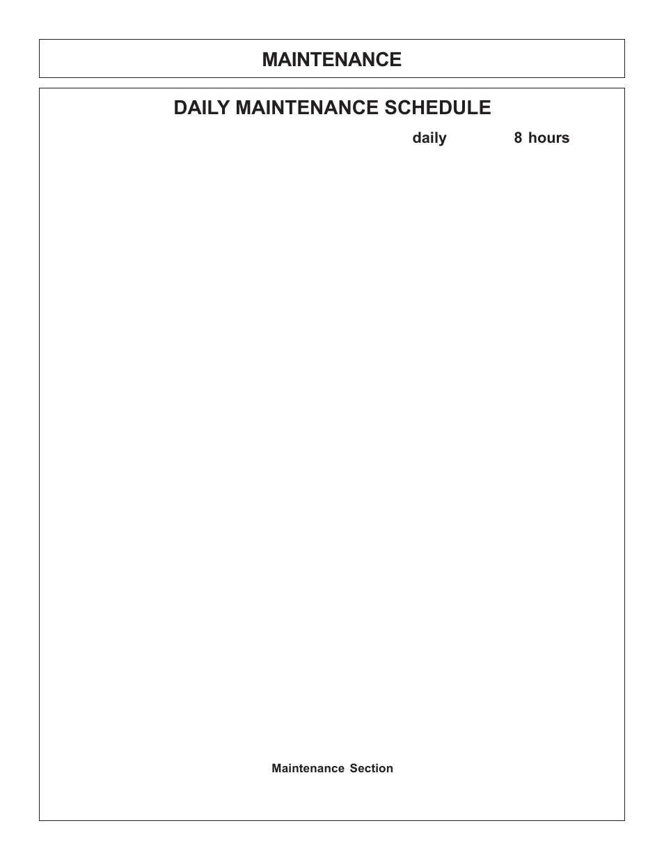 Maintenance daily maintenance schedule | Tiger Products Co., Ltd JD 5520 User Manual | Page 82 / 222