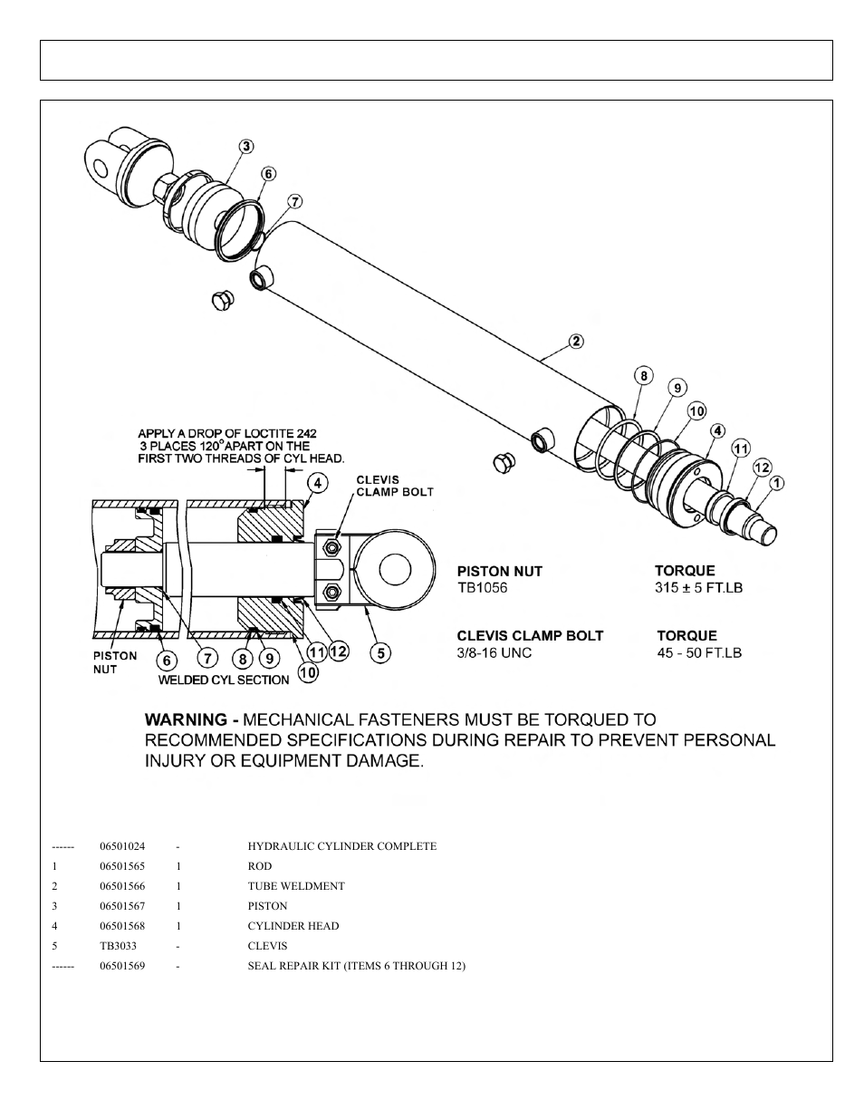 1/2in x 20in welded cylinder breakdown | Tiger Products Co., Ltd CNH T6010-80 User Manual | Page 248 / 316