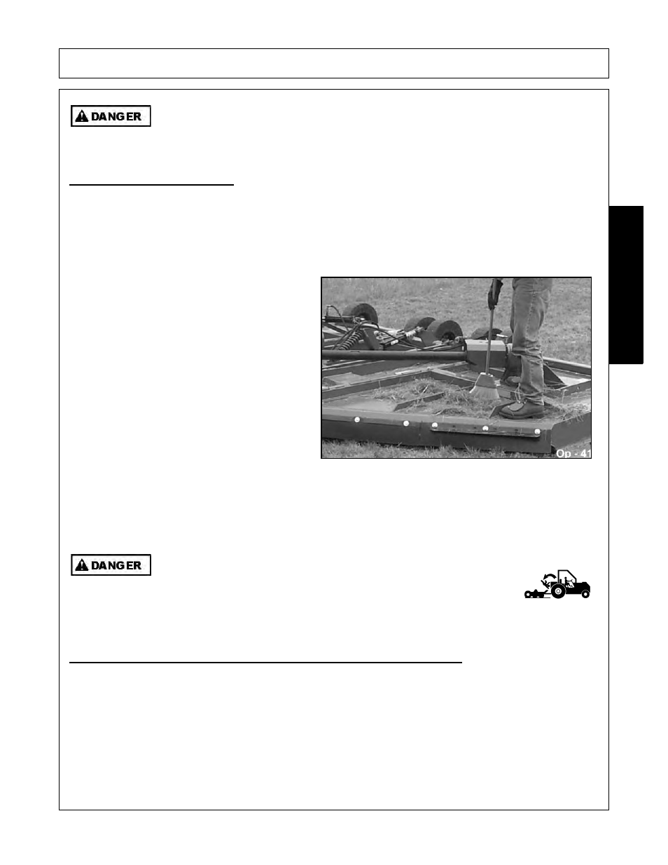 Operation, Opera tion, Mower storage | Transporting the tractor and implement | Tiger Products Co., Ltd JD 5065 / 5085 - 5105M User Manual | Page 89 / 232