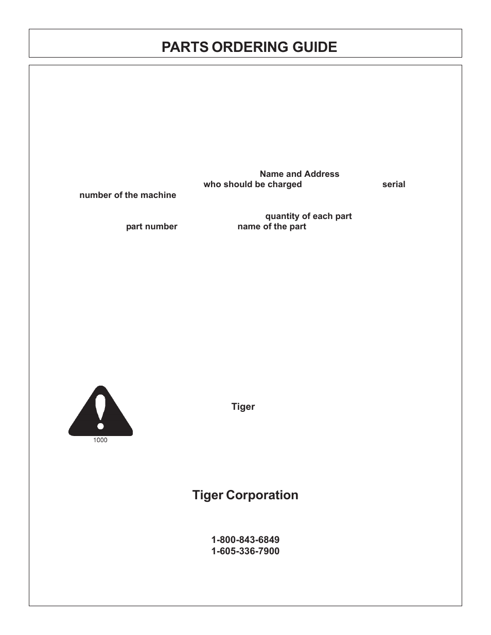 Parts ordering guide | Tiger Products Co., Ltd COUGAR BOOM 7X30 User Manual | Page 104 / 188