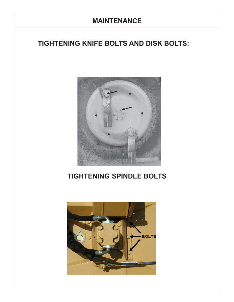 Maintenance tightening spindle bolts, Tightening knife bolts and disk bolts | Tiger Products Co., Ltd COUGAR BOOM 7X30 User Manual | Page 95 / 188