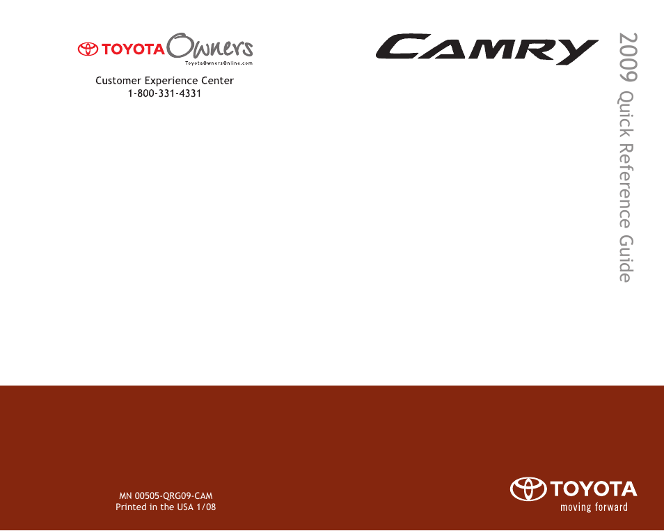 Quick reference guid e | TOYOTA 2009 Camry User Manual | Page 17 / 17