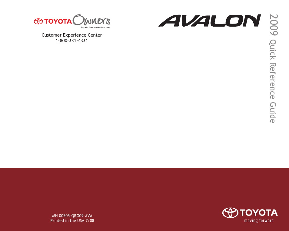 TOYOTA 2009 Avalon User Manual | 17 pages