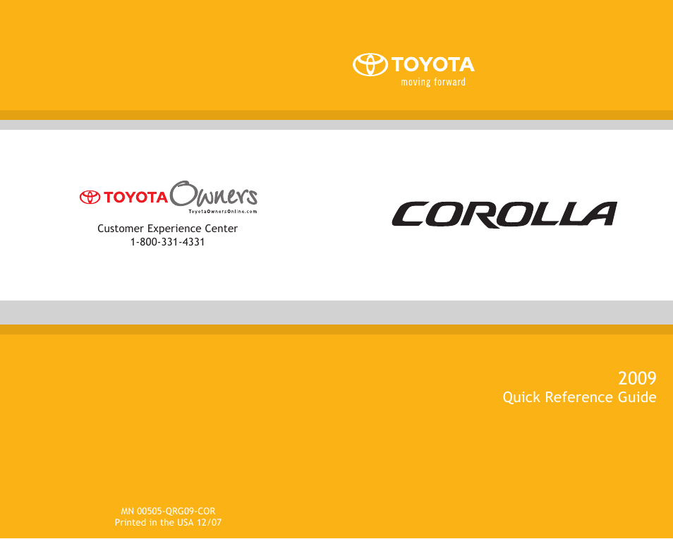 TOYOTA Corolla MN 00505-QRG09-COR User Manual | 14 pages