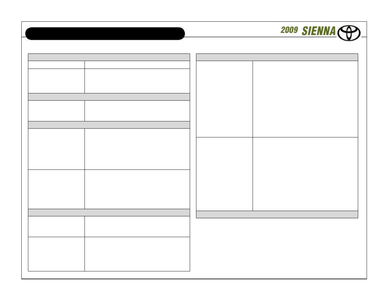 Options | TOYOTA SIENNA User Manual | Page 10 / 18