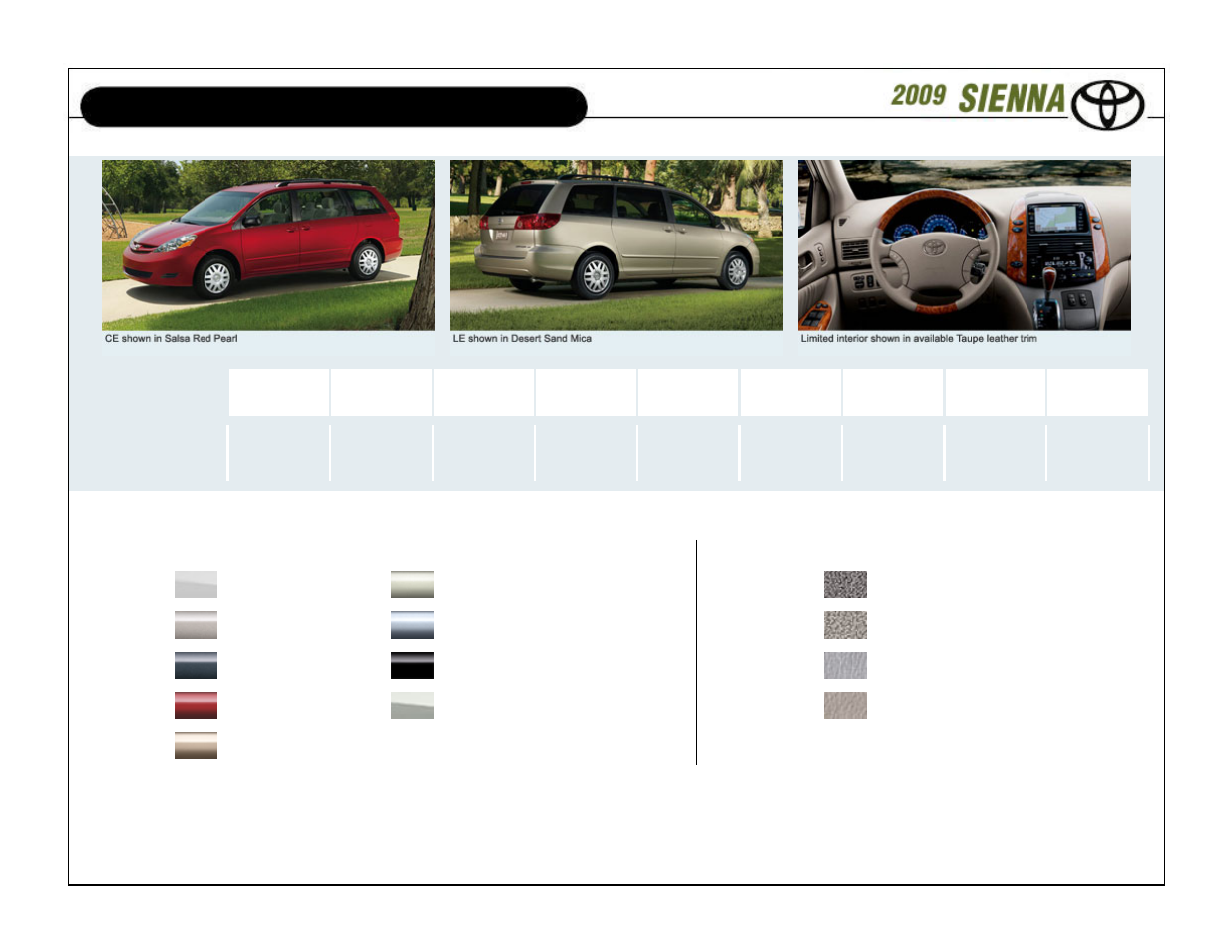 Model overview | TOYOTA SIENNA User Manual | Page 2 / 18