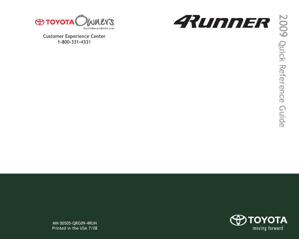 TOYOTA 2009 4Runner User Manual | 17 pages