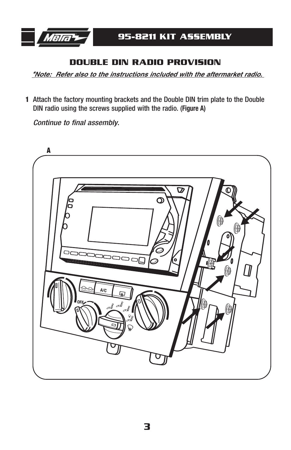 8211 kit assembly, Double din radio provision | TOYOTA 95-8211 User Manual | Page 5 / 8