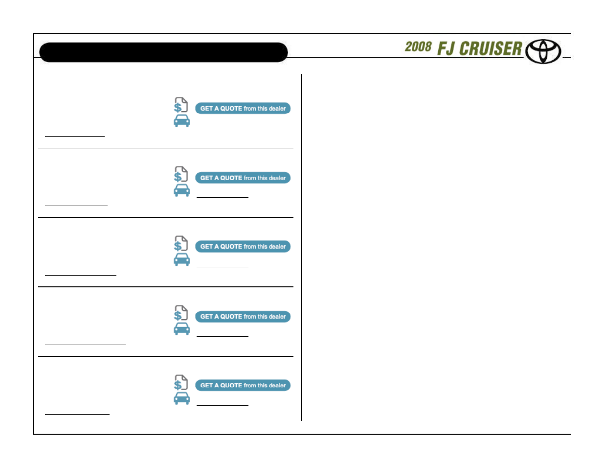 Nearest dealer | TOYOTA 2008 User Manual | Page 13 / 15