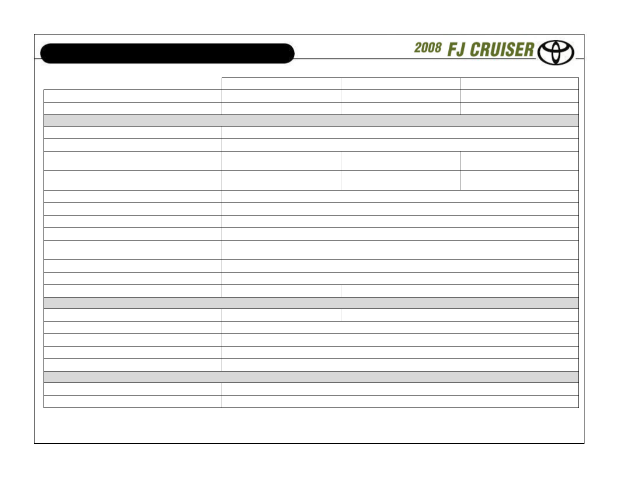 Specifications | TOYOTA 2008 User Manual | Page 8 / 15