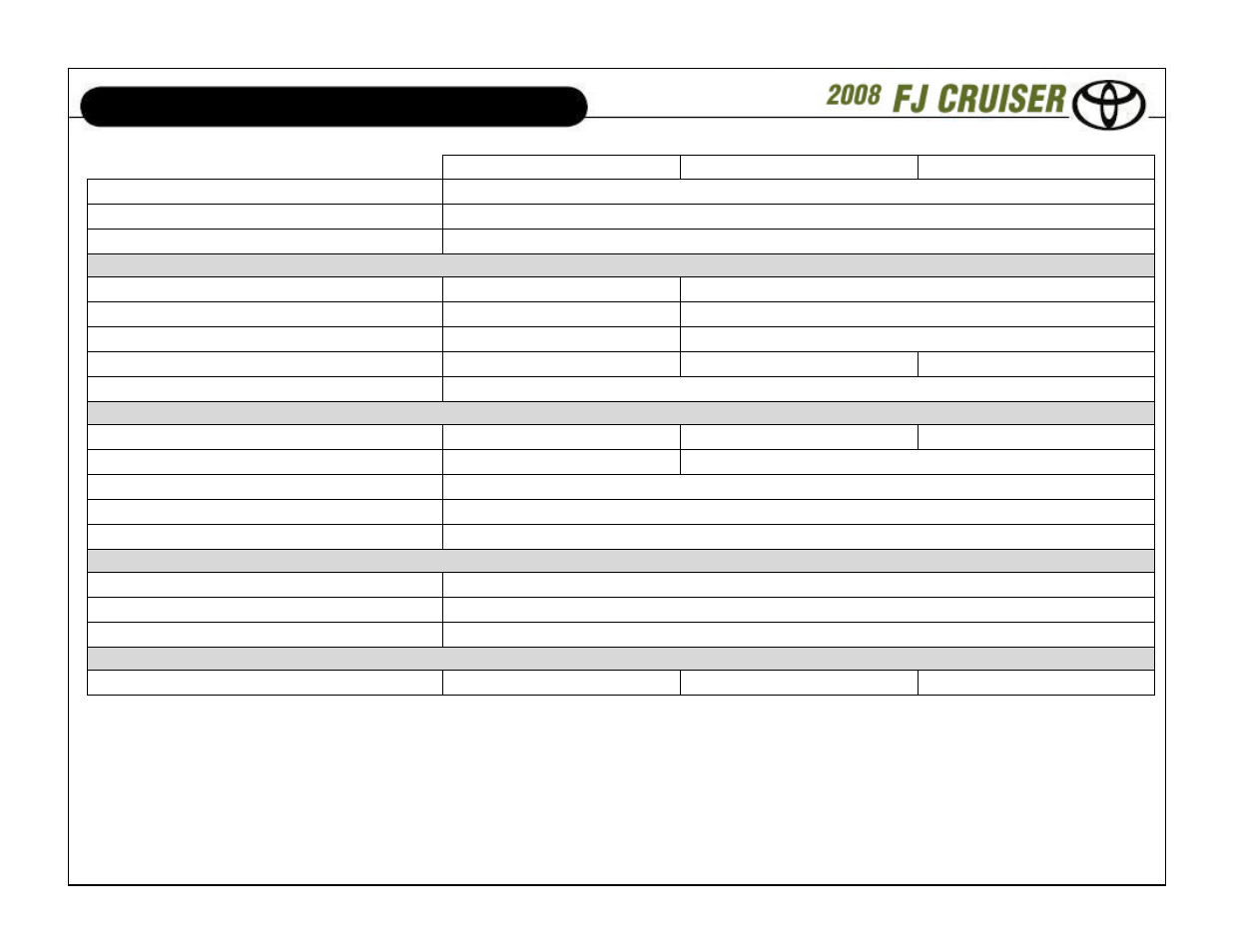 Specifications | TOYOTA 2008 User Manual | Page 9 / 15