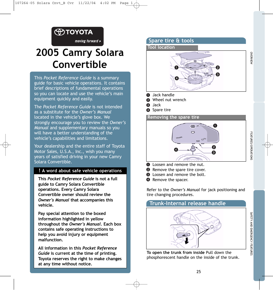 2005 camry solara convertible | TOYOTA 2005 User Manual | Page 2 / 15
