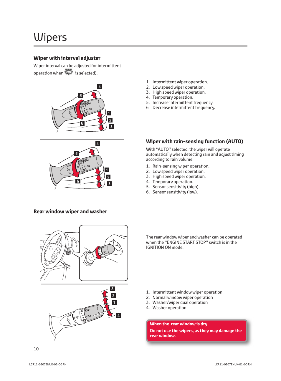 Wipers | TOYOTA LAND CRUISER V8 User Manual | Page 12 / 20