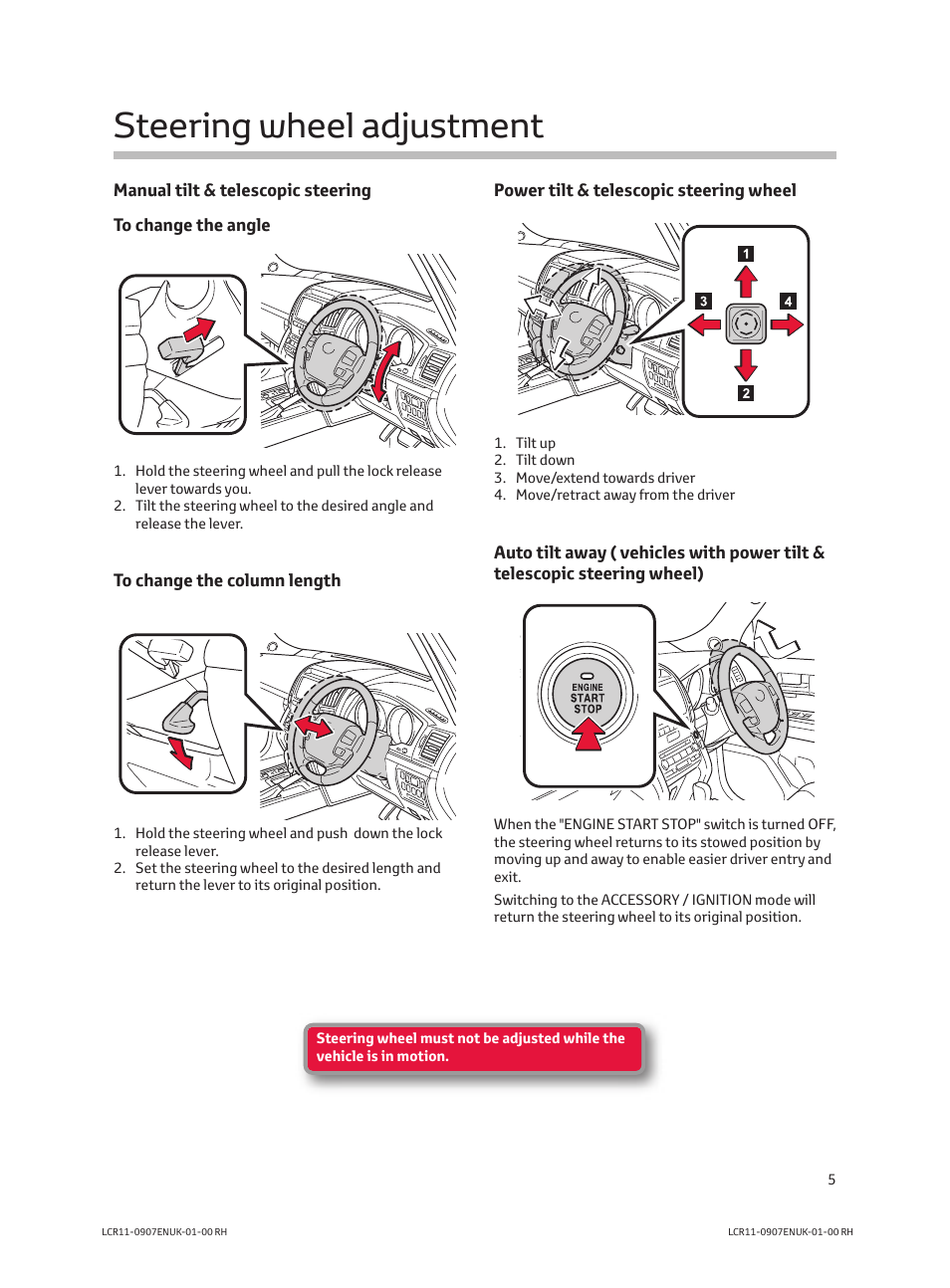 Steering wheel adjustment | TOYOTA LAND CRUISER V8 User Manual | Page 7 / 20