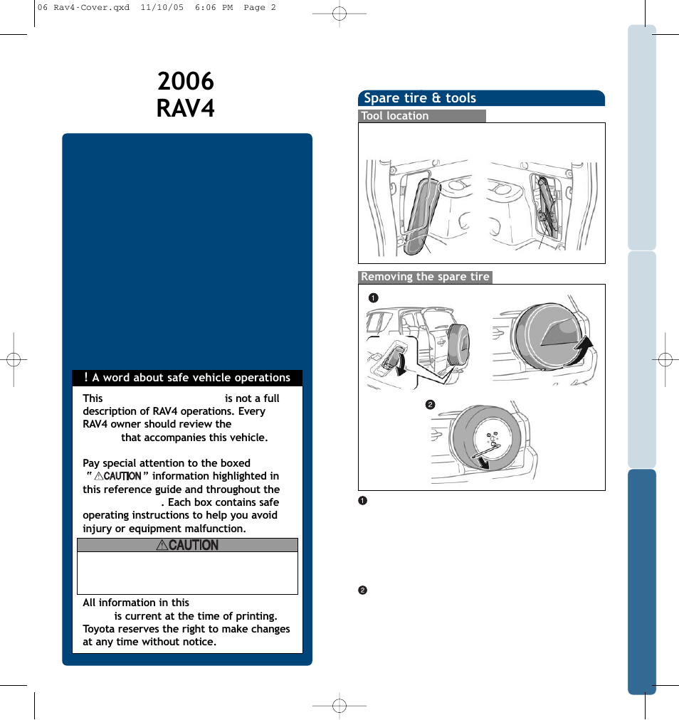 Spare tire & tools | TOYOTA RAV 4 User Manual | Page 2 / 13