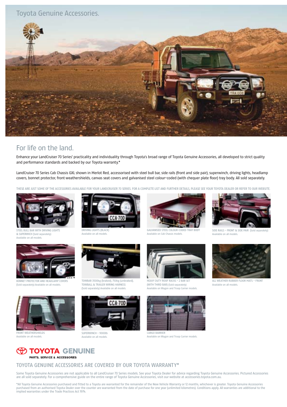 Toyota genuine accessories, For life on the land | TOYOTA LandCruiser 70 Series User Manual | Page 4 / 5