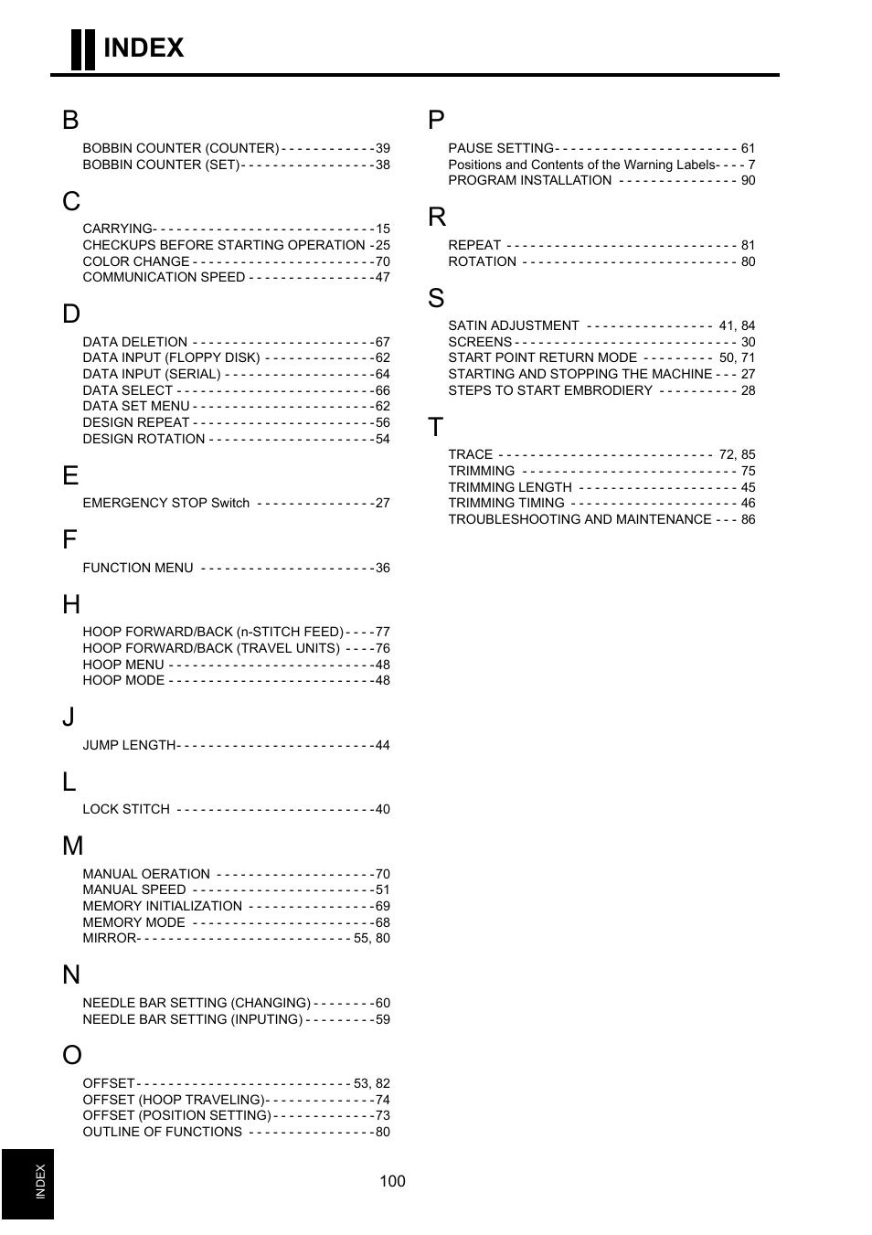 Index | TOYOTA EPS9000 User Manual | Page 100 / 101