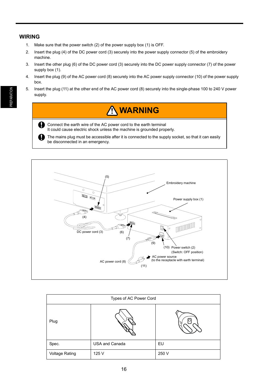 Wiring, Warning | TOYOTA EPS9000 User Manual | Page 16 / 101