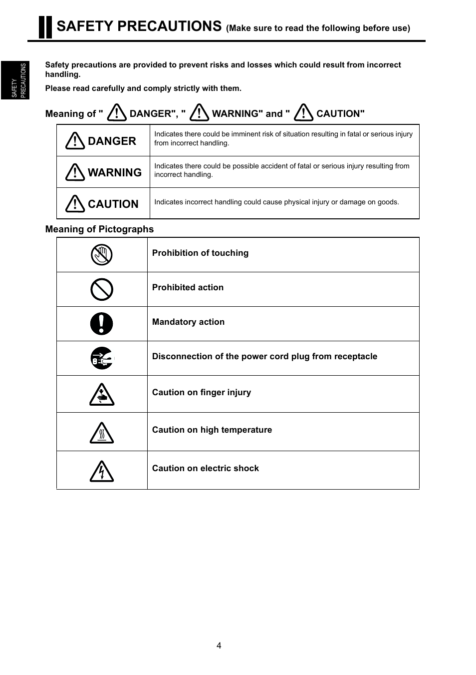 Safety precautions | TOYOTA EPS9000 User Manual | Page 4 / 101
